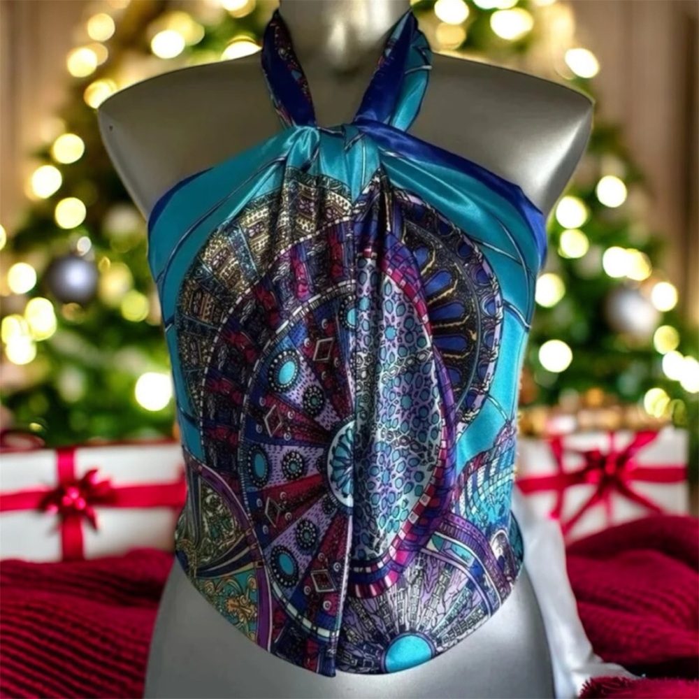 2 for $30 🆕Luxury Satin Scarf Top - Picture 1 of 15